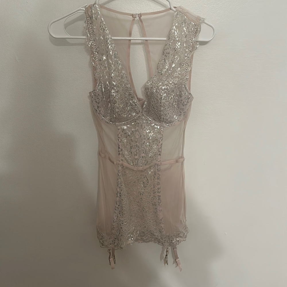 Pink corset with garters
